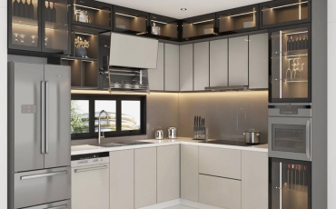 Thùng tủ bếp nhôm cánh kính hợp kim được hoàn thiện bởi team TP-Luxury
