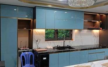 Thi công tủ bếp nhôm nhà anh Dũng