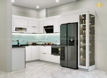 Team TP-Luxury hoàn thiện tủ bếp nhôm hợp kim