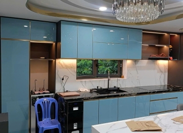 Thi công tủ bếp nhôm nhà anh Dũng