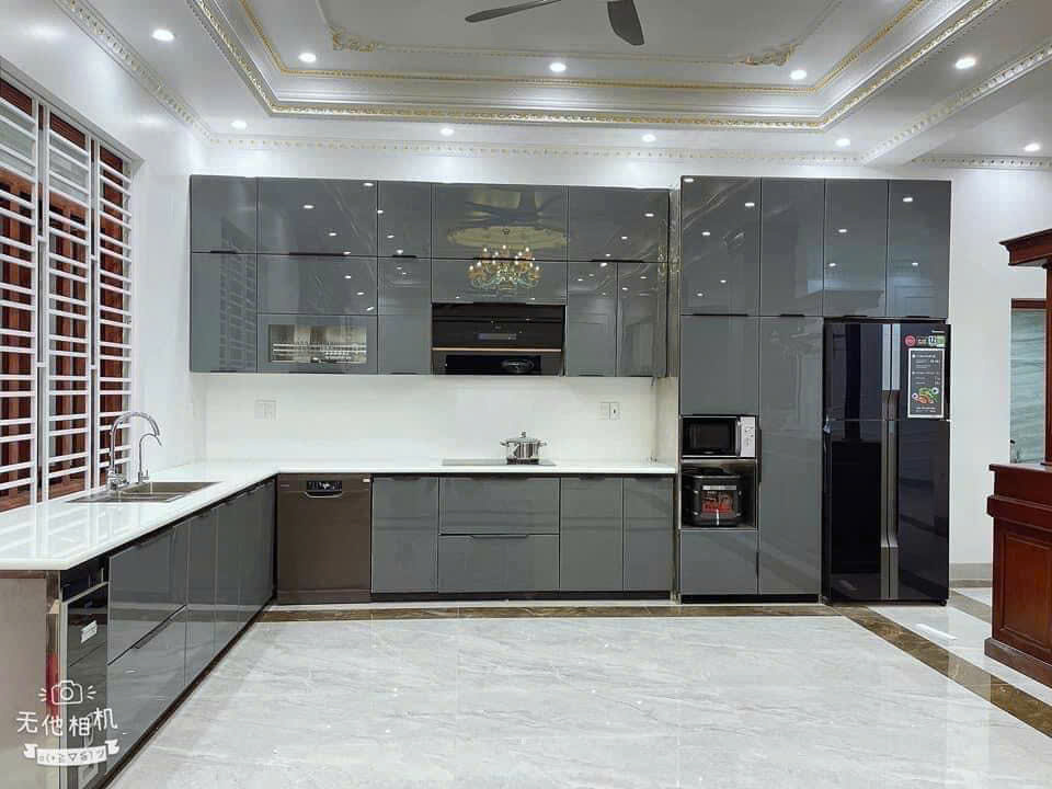 tủ bếp nhôm chữ L