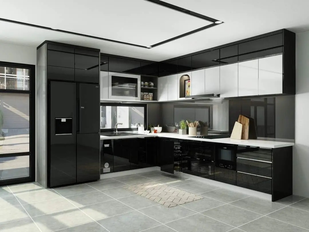 Tủ bếp nhôm chữ L