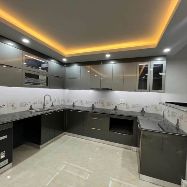 Tủ Bếp Nhôm Cánh Kính