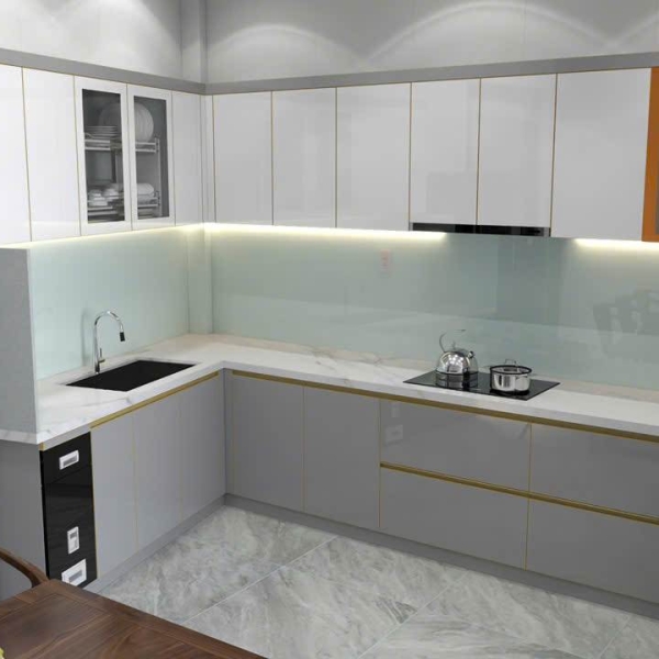 Tủ Bếp Nhôm Cánh Melamine