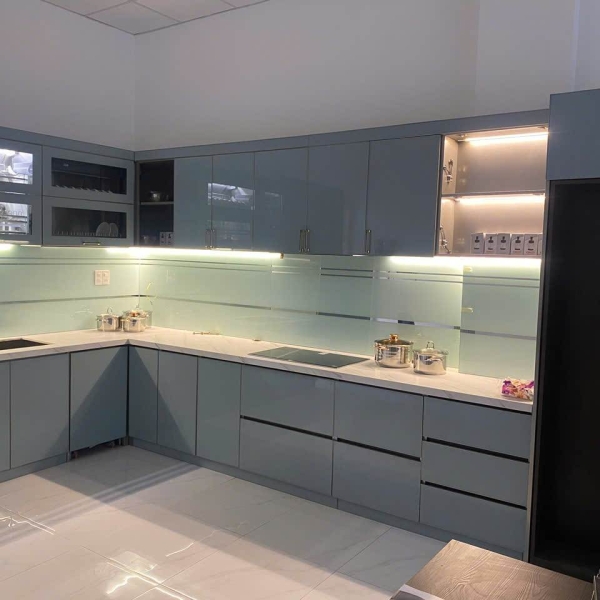 Tủ Bếp Nhôm Cánh Melamine