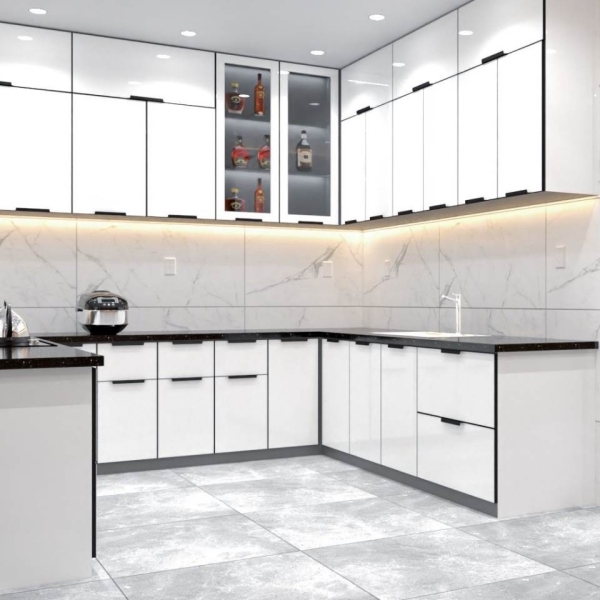 Tủ Bếp Nhôm Hợp Kim Lá Ghép