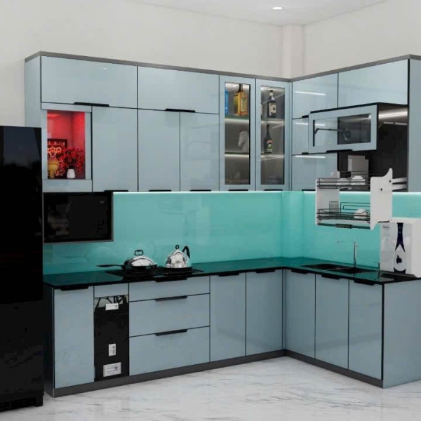 Tủ Bếp Nhôm Hợp Kim Lá Ghép